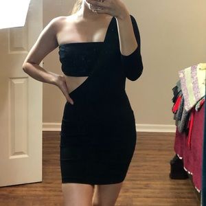 Extra Small one shoulder cut out black dress